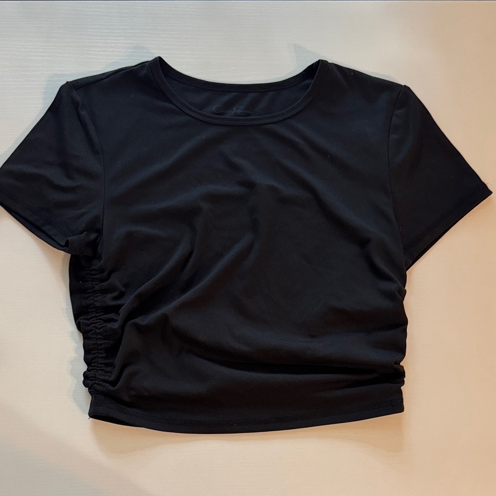Jessica Simpson Black Ruched Women's Athletic Crop Top